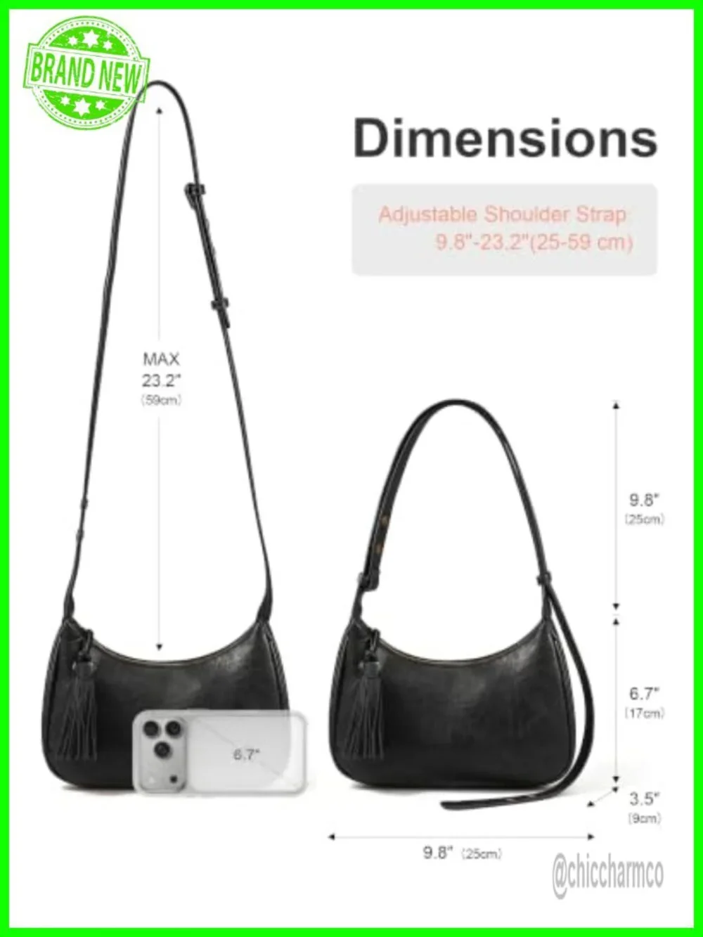 Retro Hobo Shoulder Bag for Women, Vegan Leather Crossbody Purse with Tassel